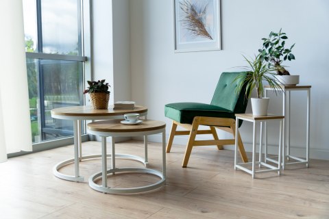 Stoliki kawowe loft Galen Craft Biały zestaw 2 sztuk