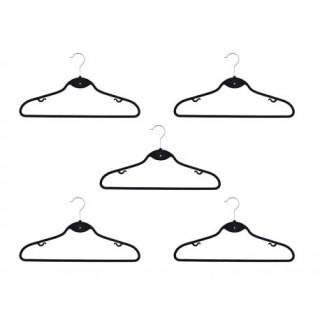 Wieszak flokowany Roxi komplet 5 szt. - czarny