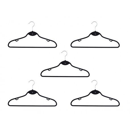 Wieszak flokowany Roxi komplet 5 szt. - czarny