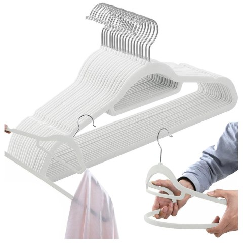 WIESZAK WELUROWY NA UBRANIA MAXI KOMPLET 20 SZTUK - SZARY