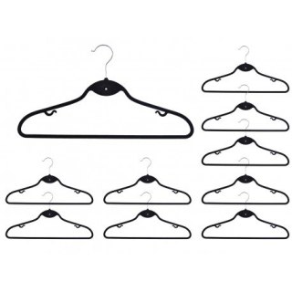 Wieszak welurowy Roxi komplet 10 sztuk czarny