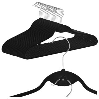 Wieszak welurowy Roxi komplet 20 sztuk czarny