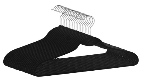 Wieszak welurowy Roxi komplet 20 sztuk czarny