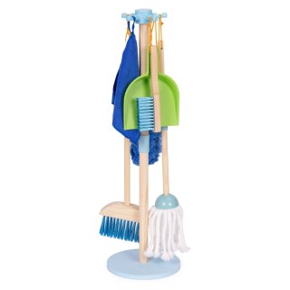 Drewniany zestaw do sprzątania dla dzieci mop zmiotka z szufelką 7 elementów ECOTOYS