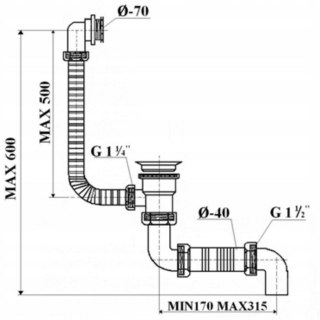 SYFON WANNOWY PRZELOTOWY SPUSTOWY META.