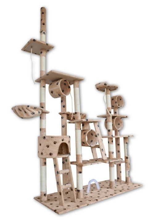 DRAPAK DLA KOTA XXL DUŻY 255cm WIEŻA HAMAK TUBA DOMEK BEŻOWY W ŁAPKI