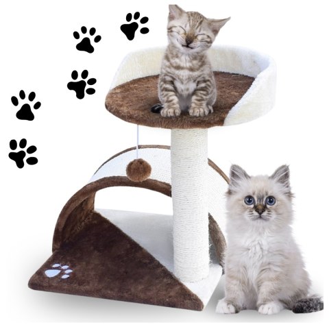 DRAPAK DLA KOTA MAŁY LEGOWISKO SŁUPEK BUDKA HAMAK BRĄZOWY 43 cm