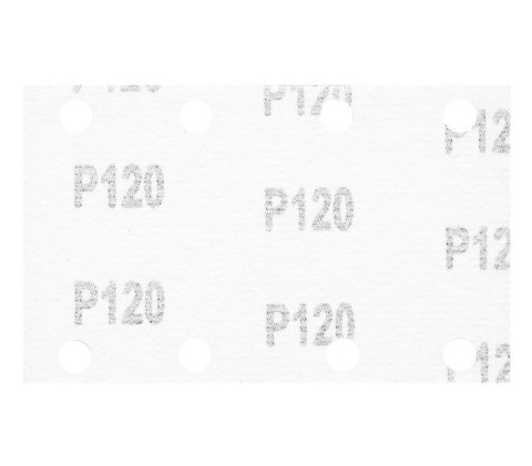 PAPIER ŚCIERNY PROSTOKĄT P120 130*80MM, 8 OTW. 5 SZT.