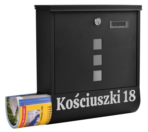Skrzynka pocztowa na listy Hans czarny z napisami