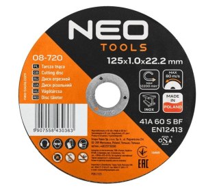 TARCZA PŁASKA 125*1.0*22 METAL/INOX 100 SZT. WIADERKO