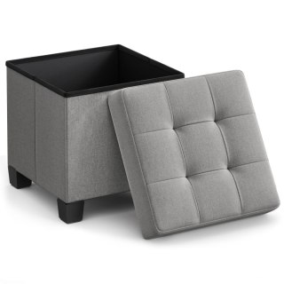 Pufa ze schowkiem podnóżek siedzisko pikowanie szara