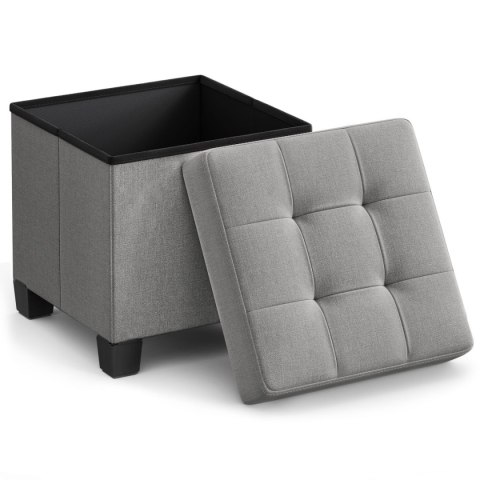 Pufa ze schowkiem podnóżek siedzisko pikowanie szara