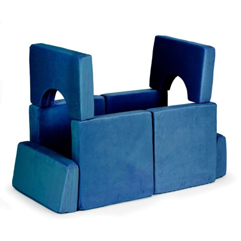 Sofa składana modułowa dla dzieci duża 2-osobowa DIY 10 miękkich poduch - niebieska ECOTOYS