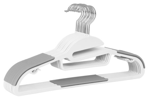 Wieszak Flexi komplet 10 sztuk biało-szary