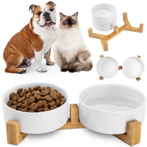 CERAMICZNE MISKI DLA PSA 400ML 2X JAX BIAŁE