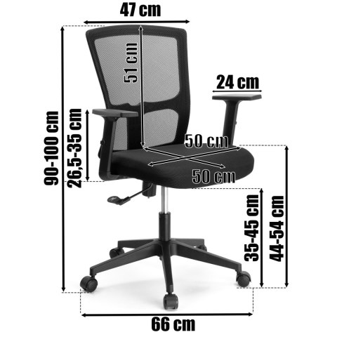 FOTEL BIUROWY REGULOWANY LINOS CZARNY