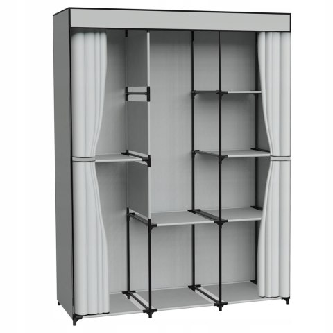 GARDEROBA Z 8 PÓŁKAMI CELINA SZARA Z KURTYNĄ