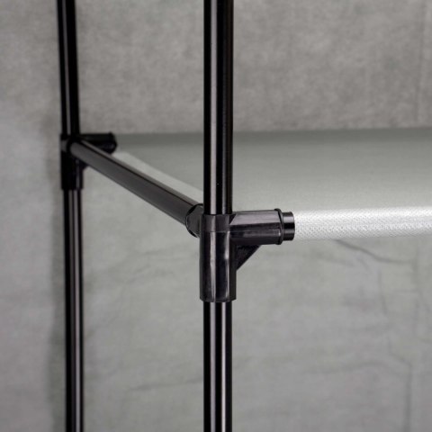 GARDEROBA Z 8 PÓŁKAMI CELINA SZARA Z KURTYNĄ