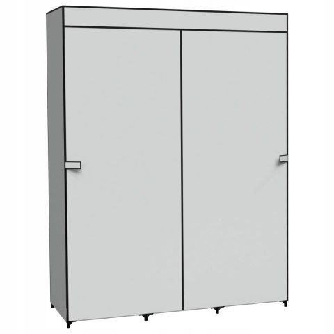 GARDEROBA Z 8 PÓŁKAMI CELINA SZARA Z KURTYNĄ