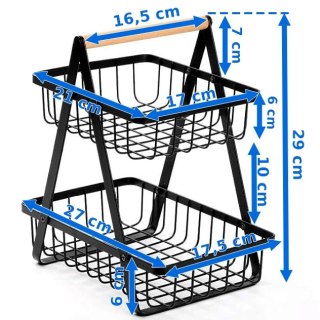 KOSZ NA OWOCE PULOS 2 POZIOMY CZARNY