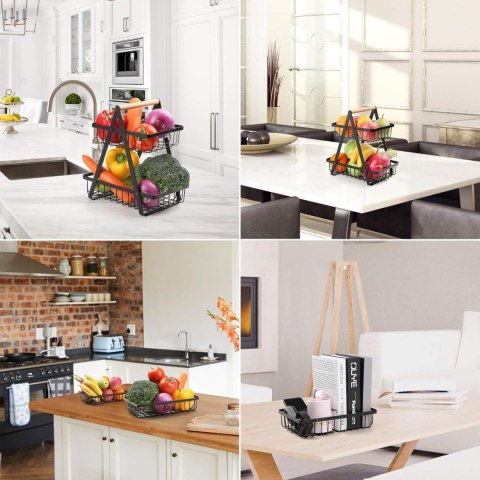 KOSZ NA OWOCE PULOS 2 POZIOMY CZARNY