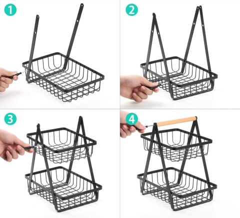 KOSZ NA OWOCE PULOS 2 POZIOMY CZARNY