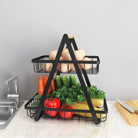 KOSZ NA OWOCE PULOS 2 POZIOMY CZARNY