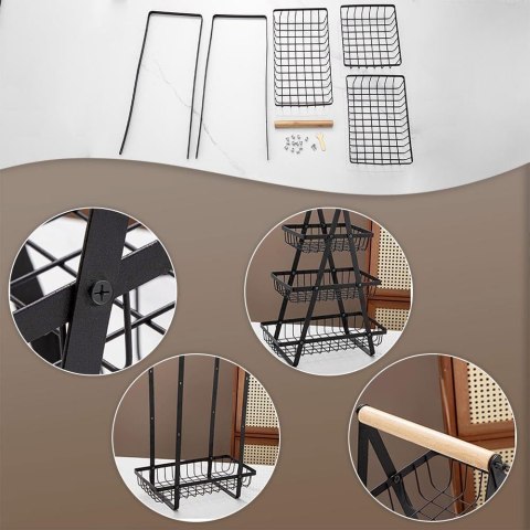 KOSZ NA OWOCE PULOS 3 POZIOMY CZARNY