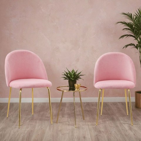 KRZESŁO WELUROWE FARGO GOLD VELVET RÓŻOWE