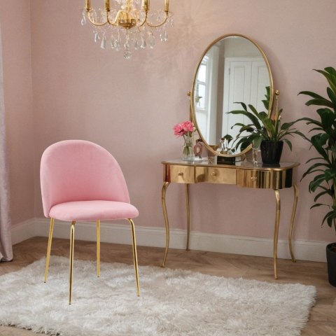 KRZESŁO WELUROWE FARGO GOLD VELVET RÓŻOWE