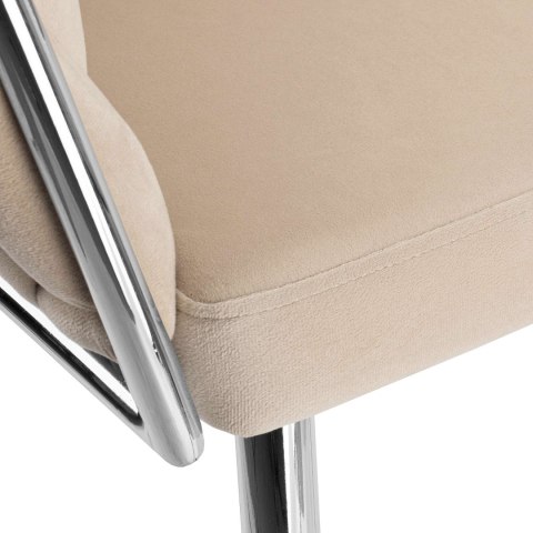 KRZESŁO WELUROWE PLECIONE COFTON CHROM VELVET BEŻOWY