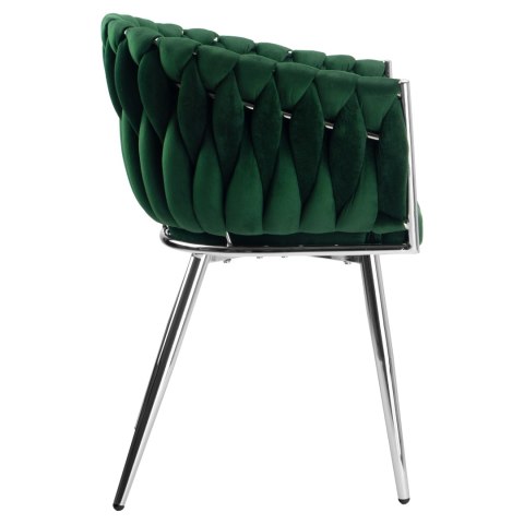 KRZESŁO WELUROWE PLECIONE COFTON CHROM VELVET CIEMNOZIELONY