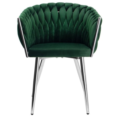 KRZESŁO WELUROWE PLECIONE COFTON CHROM VELVET CIEMNOZIELONY