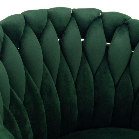 KRZESŁO WELUROWE PLECIONE COFTON CHROM VELVET CIEMNOZIELONY