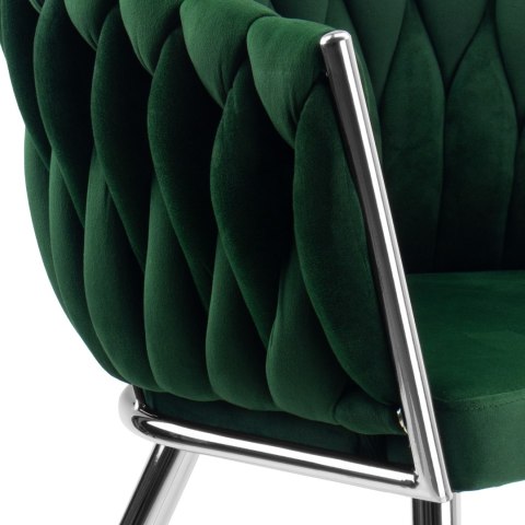 KRZESŁO WELUROWE PLECIONE COFTON CHROM VELVET CIEMNOZIELONY