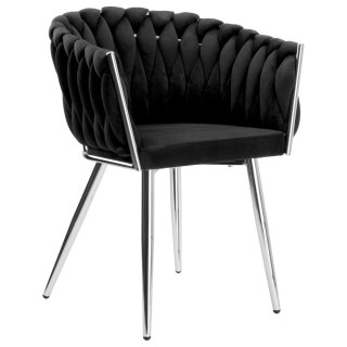 KRZESŁO WELUROWE PLECIONE COFTON CHROM VELVET CZARNY