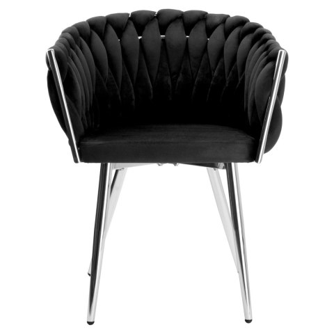 KRZESŁO WELUROWE PLECIONE COFTON CHROM VELVET CZARNY