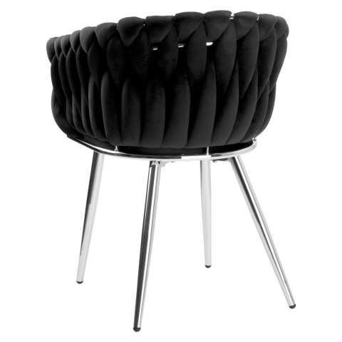 KRZESŁO WELUROWE PLECIONE COFTON CHROM VELVET CZARNY