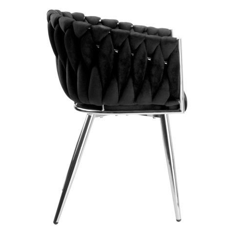 KRZESŁO WELUROWE PLECIONE COFTON CHROM VELVET CZARNY