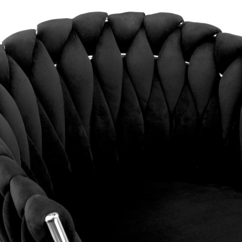 KRZESŁO WELUROWE PLECIONE COFTON CHROM VELVET CZARNY