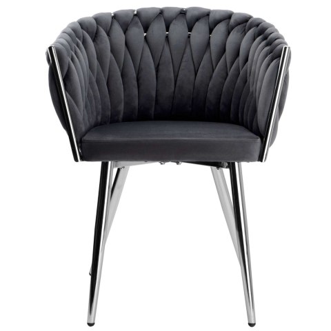 KRZESŁO WELUROWE PLECIONE COFTON CHROM VELVET GRAFITOWY