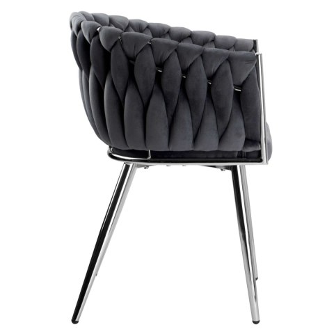 KRZESŁO WELUROWE PLECIONE COFTON CHROM VELVET GRAFITOWY