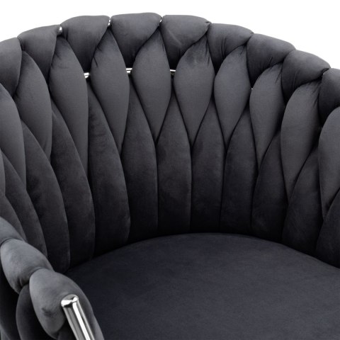 KRZESŁO WELUROWE PLECIONE COFTON CHROM VELVET GRAFITOWY