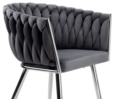 KRZESŁO WELUROWE PLECIONE COFTON CHROM VELVET GRAFITOWY