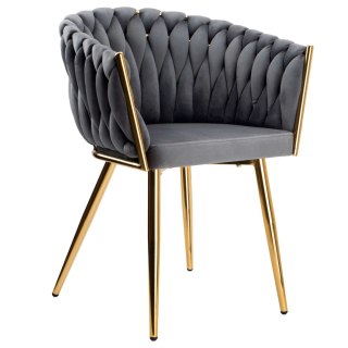 KRZESŁO WELUROWE PLECIONE COFTON GOLD VELVET GRAFITOWY