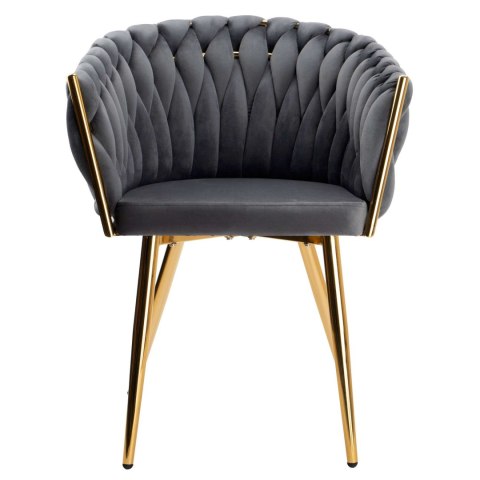 KRZESŁO WELUROWE PLECIONE COFTON GOLD VELVET GRAFITOWY