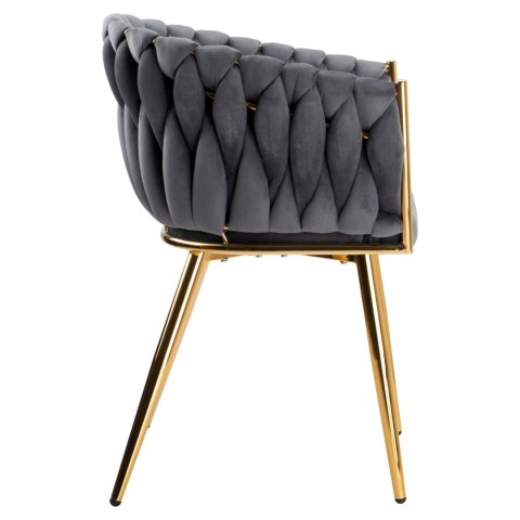 KRZESŁO WELUROWE PLECIONE COFTON GOLD VELVET GRAFITOWY