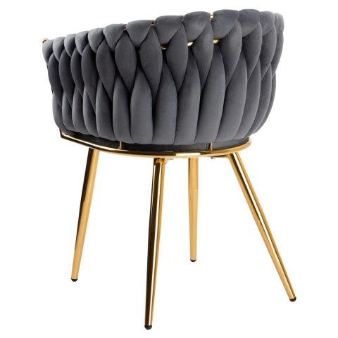KRZESŁO WELUROWE PLECIONE COFTON GOLD VELVET GRAFITOWY
