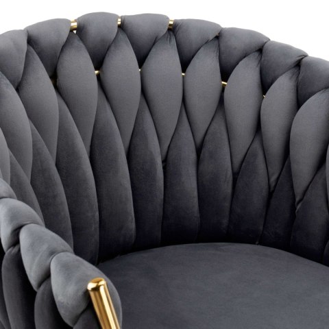KRZESŁO WELUROWE PLECIONE COFTON GOLD VELVET GRAFITOWY