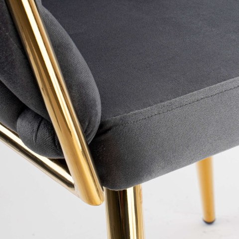 KRZESŁO WELUROWE PLECIONE COFTON GOLD VELVET GRAFITOWY